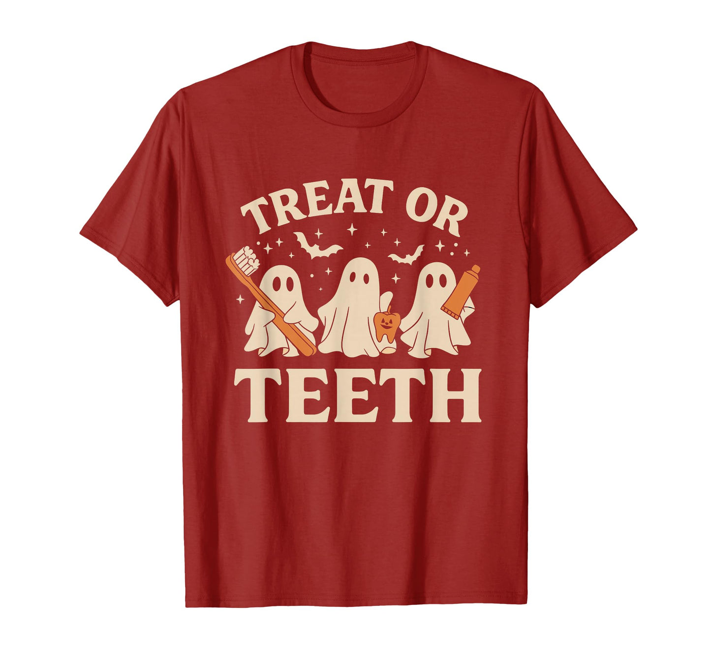 Trick Or Teeth Funny Dental Halloween Dentist Crew Costume T-Shirt