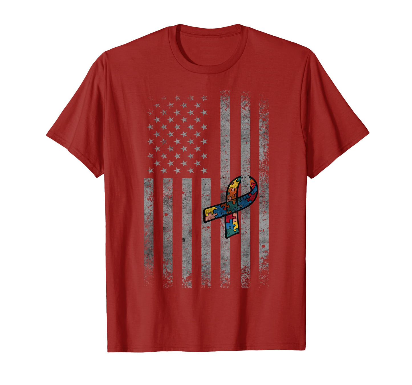 Autism Vintage American Flag Funny Autism awareness T-Shirt