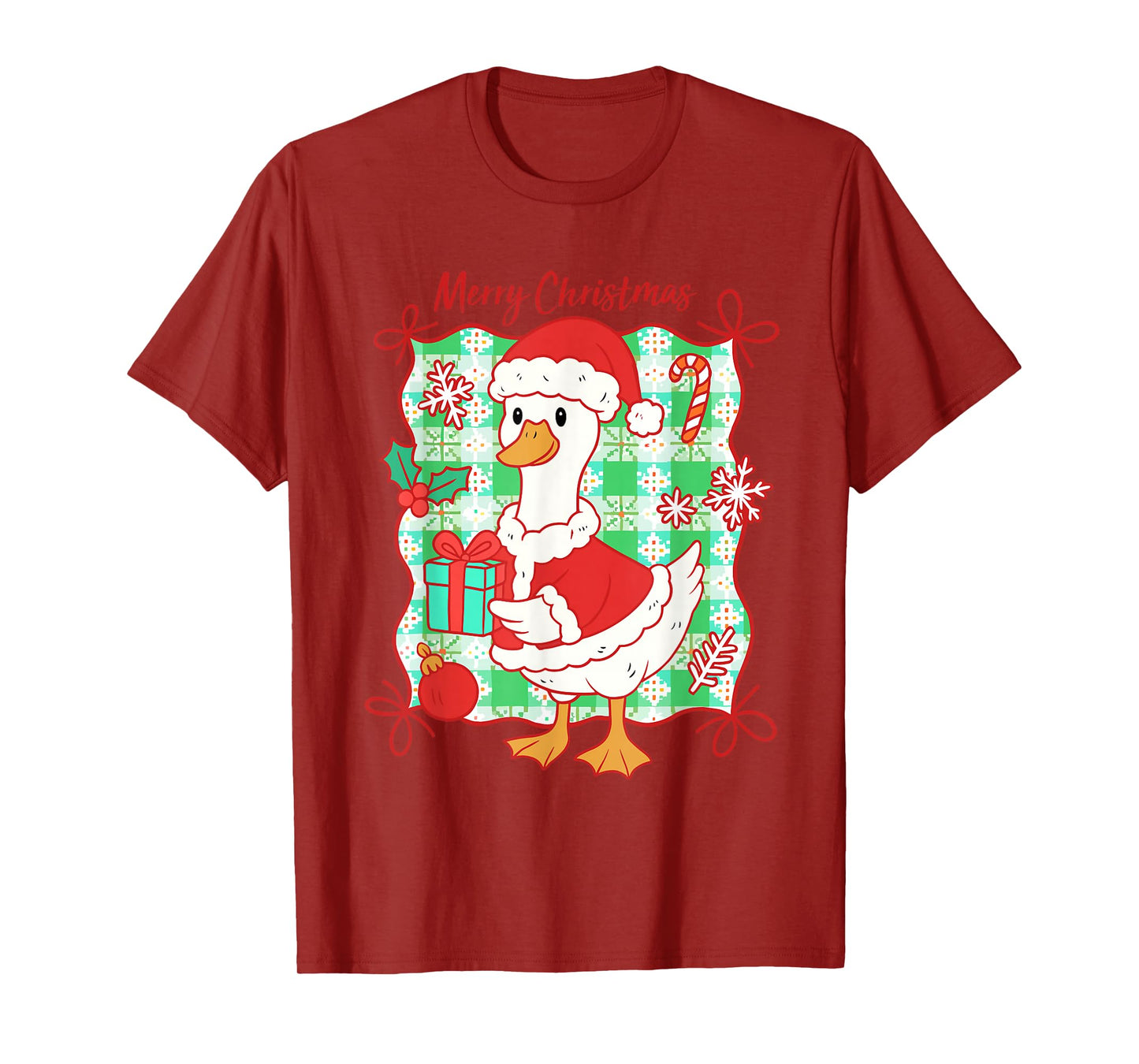 Goose Merry Christmas Santa Hat Xmas Family Pajama Men Women T-Shirt