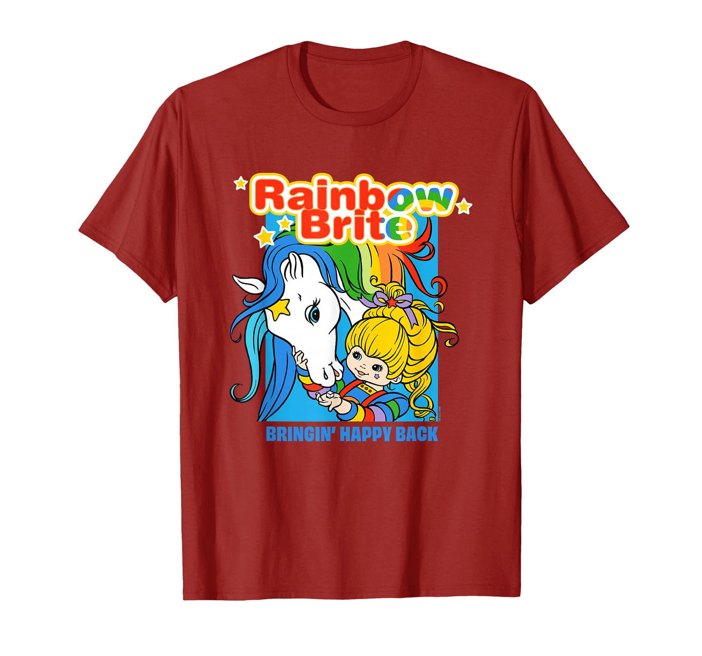Rainbow Brite Bringin' Happy Back Colorful Retro Chest Logo T-Shirt
