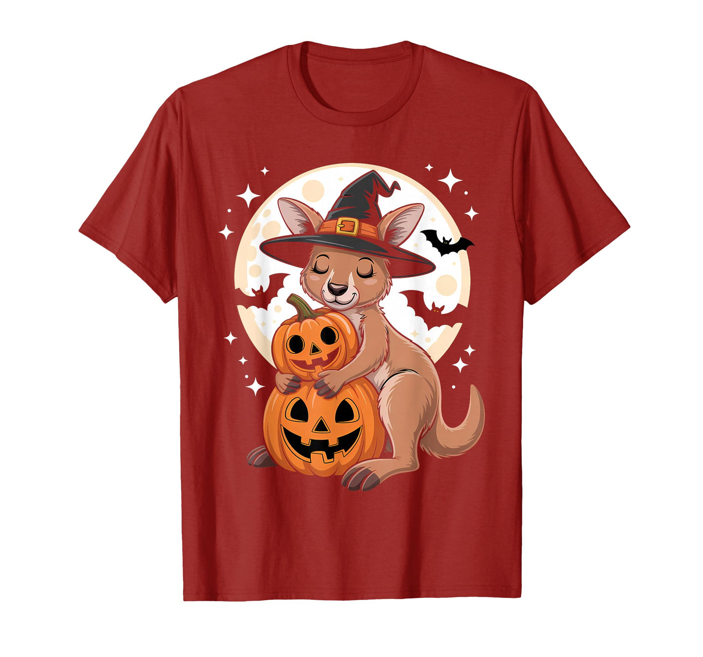 Halloween Kangaroo Witch Hat Pumpkin Spooky T-Shirt