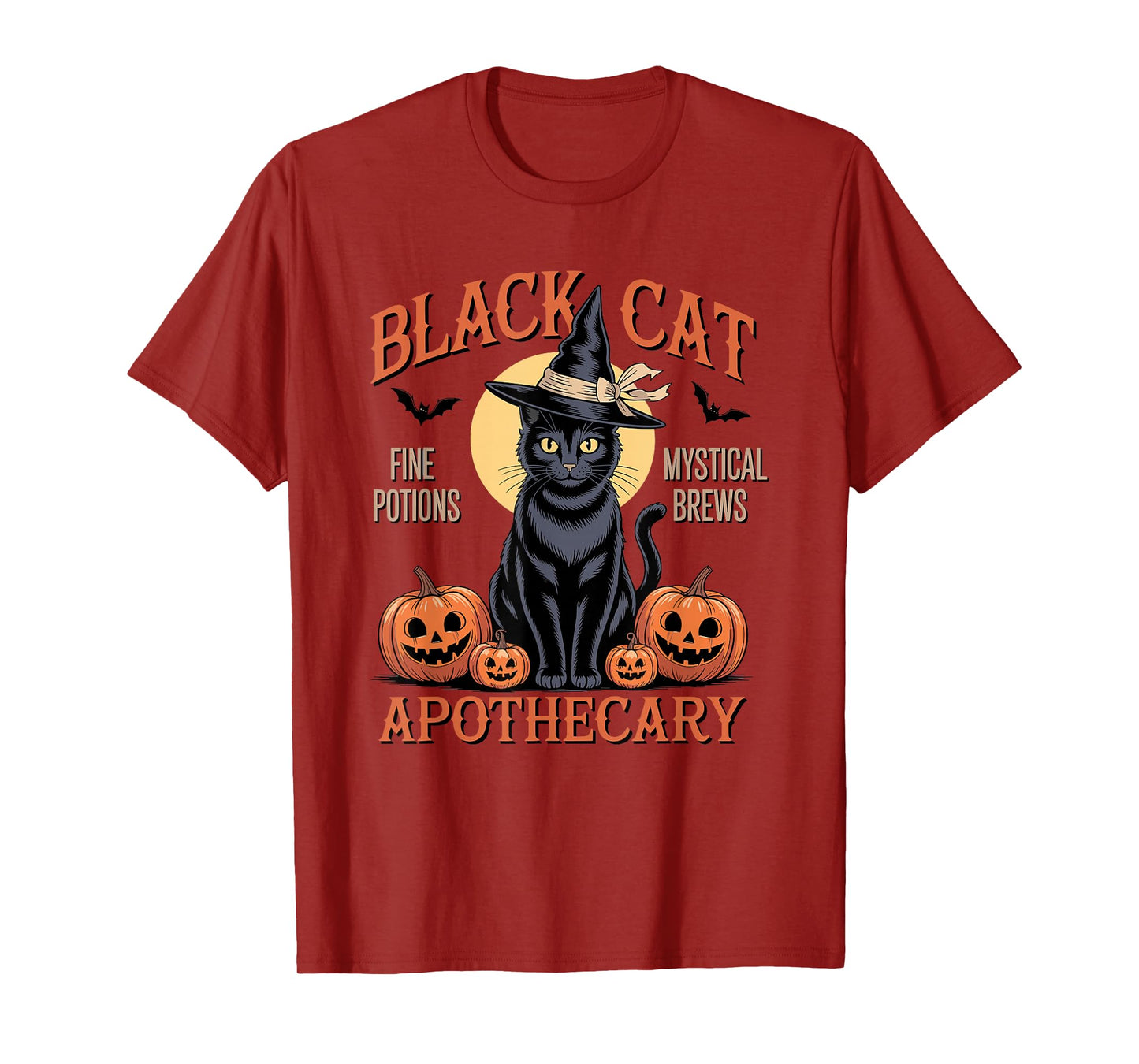 Retro Halloween Black Cat Salem Apothecary T-Shirt