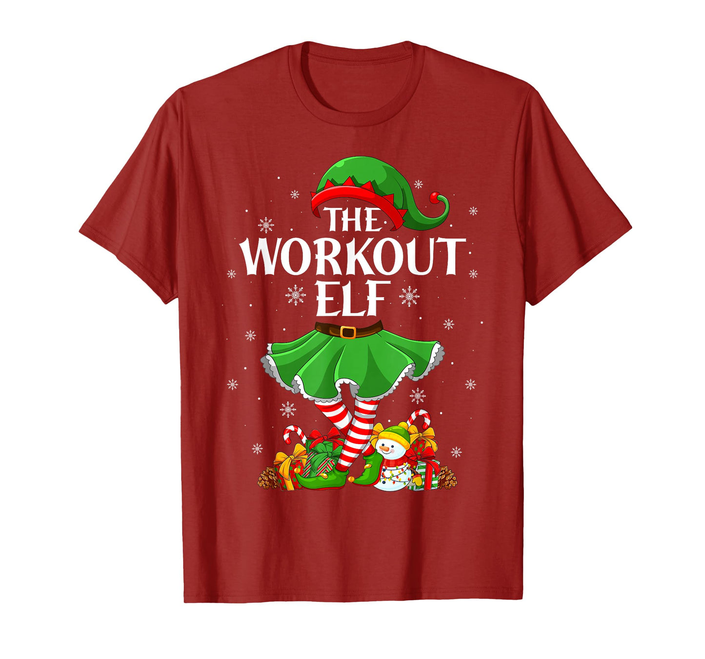 Workout Elf Christmas Family Elf Squad Xmas Girls Women T-Shirt