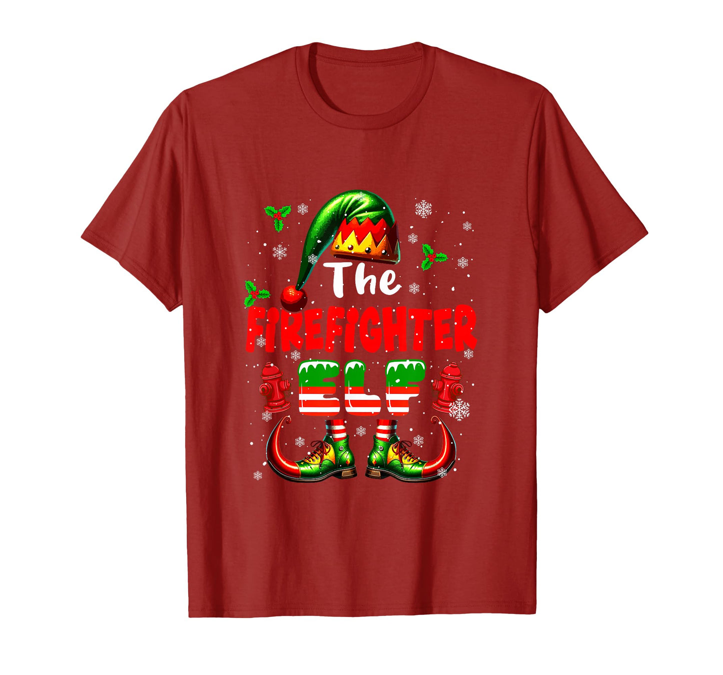 The Firefighter Elf Christmas Job Team Matching Parties T-Shirt