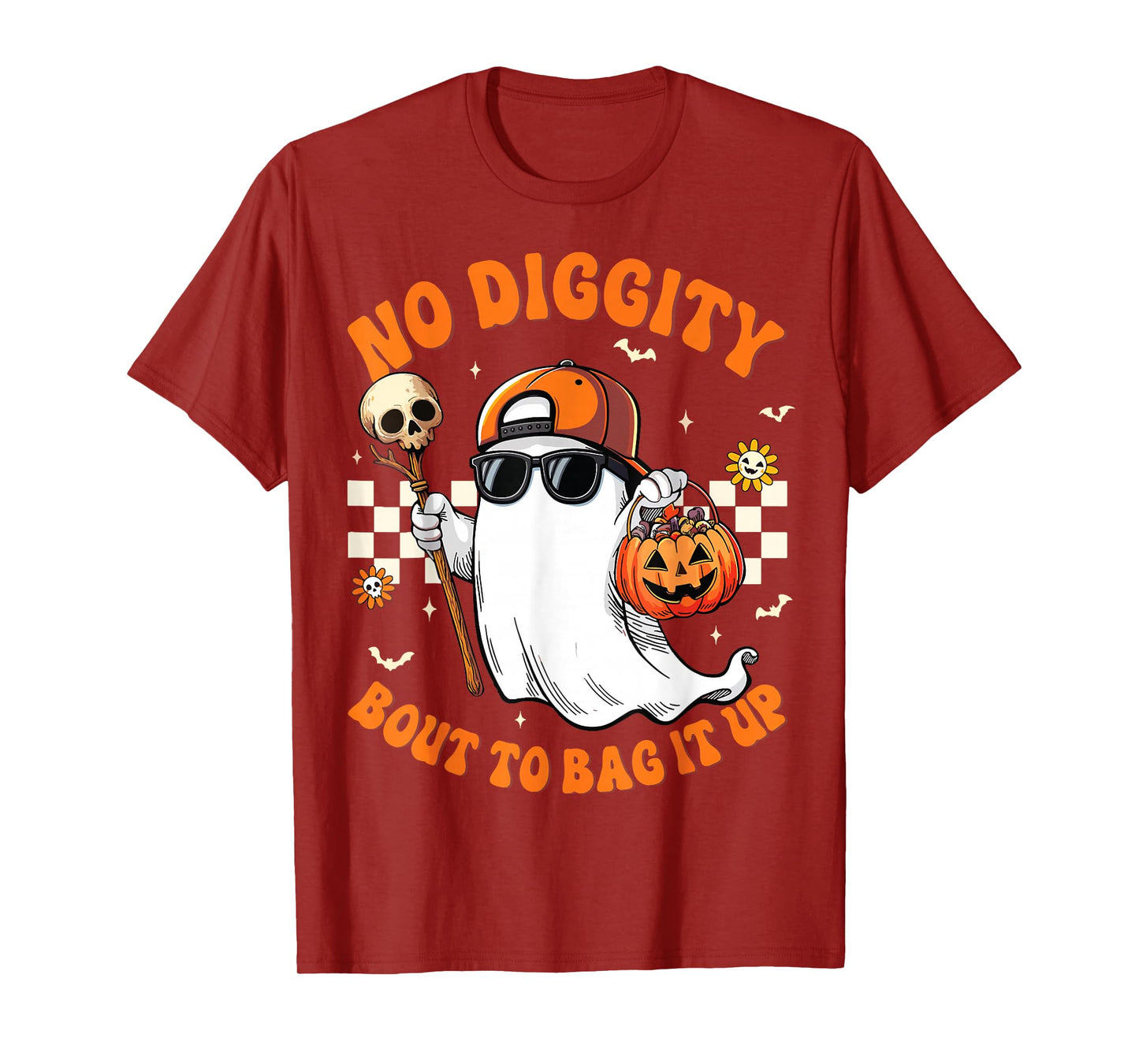 Halloween Ghost No-Diggity Bout to Bag-it Up Kids Boo T-Shirt