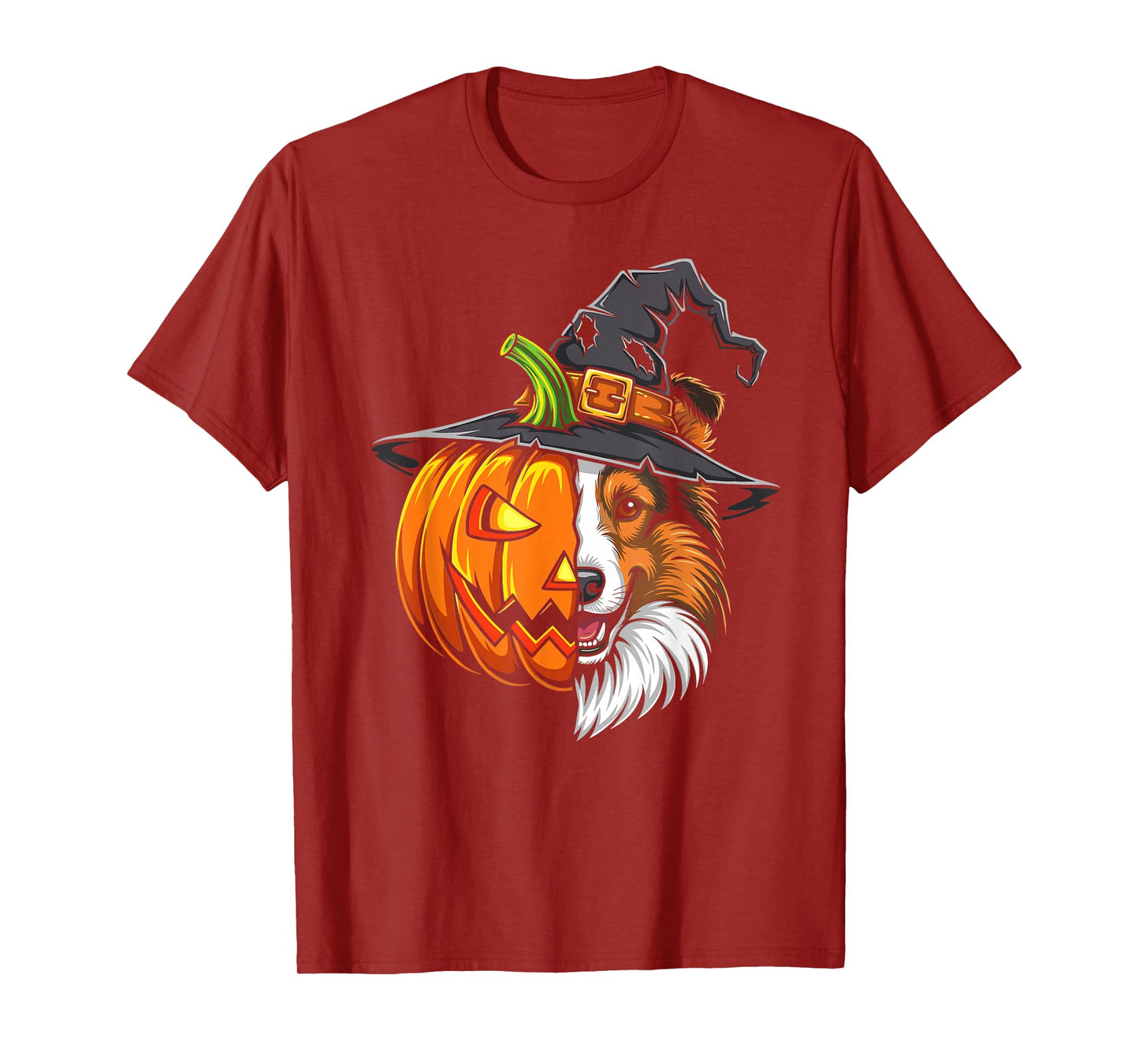 Shetland Sheepdog Pumpkin Jack O Lantern Halloween Kids Mens T-Shirt