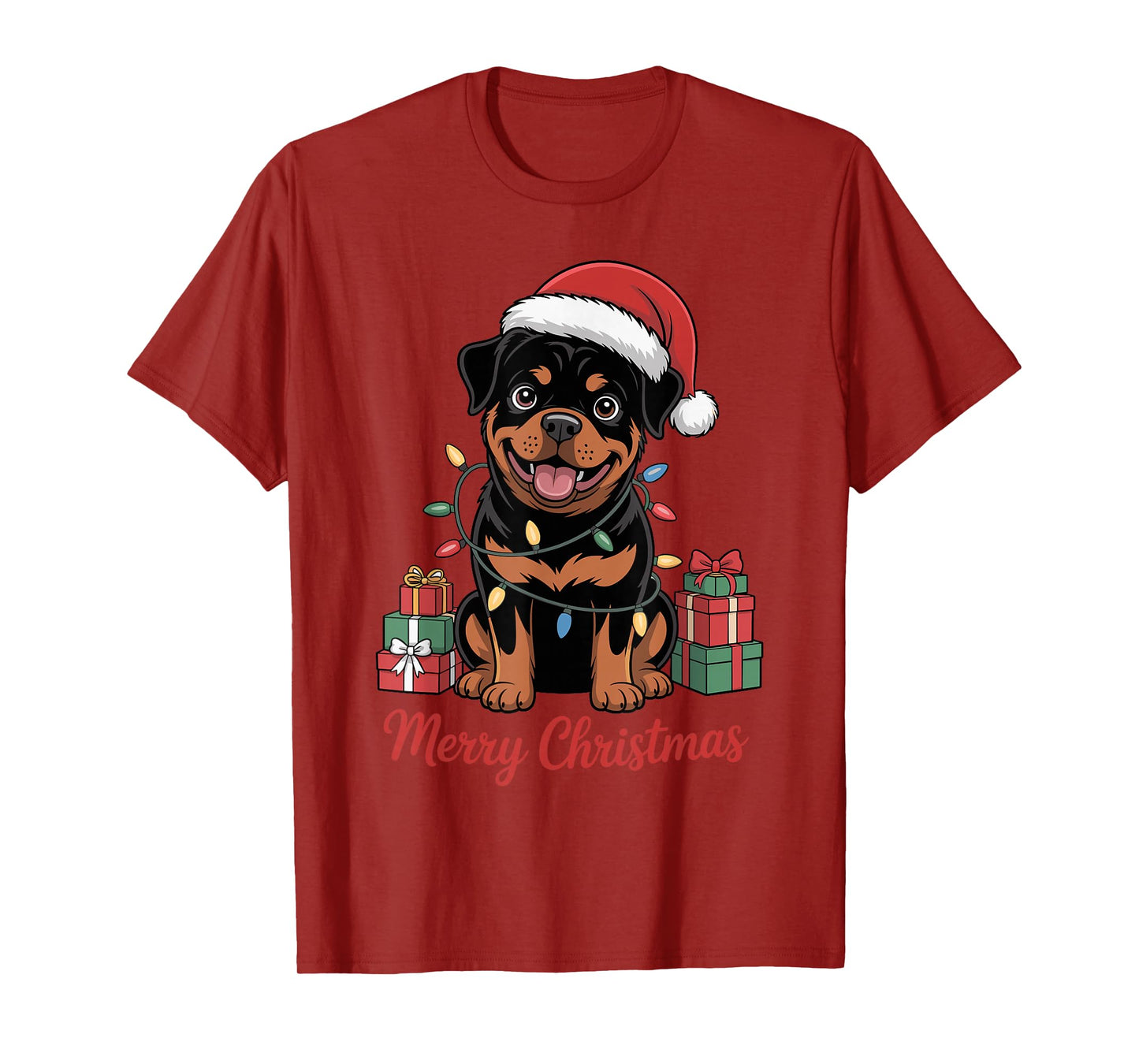 Cute Rottweiler Santa Hat Christmas Rottie Dog Lover Holiday T-Shirt