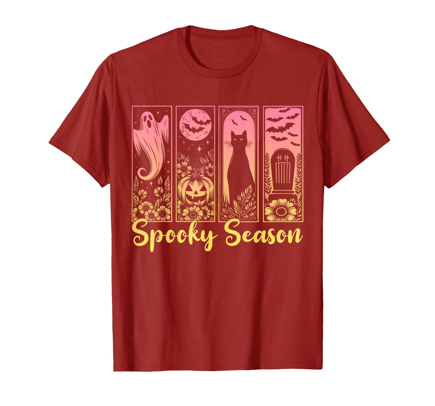 Halloween Spooky Season Horror Cat Vintage Halloween Ghost T-Shirt