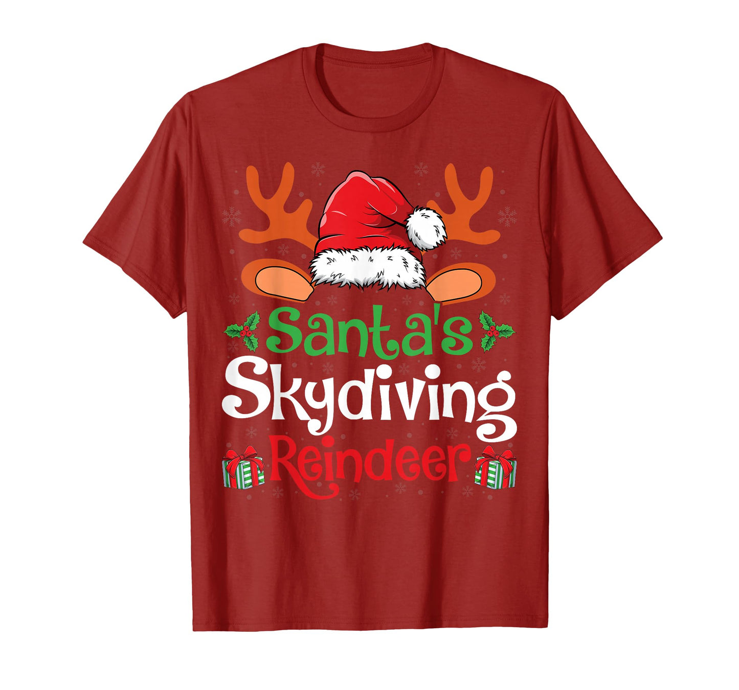 Santa's Skydiving Reindeer Christmas Day Skydiver Men Women T-Shirt