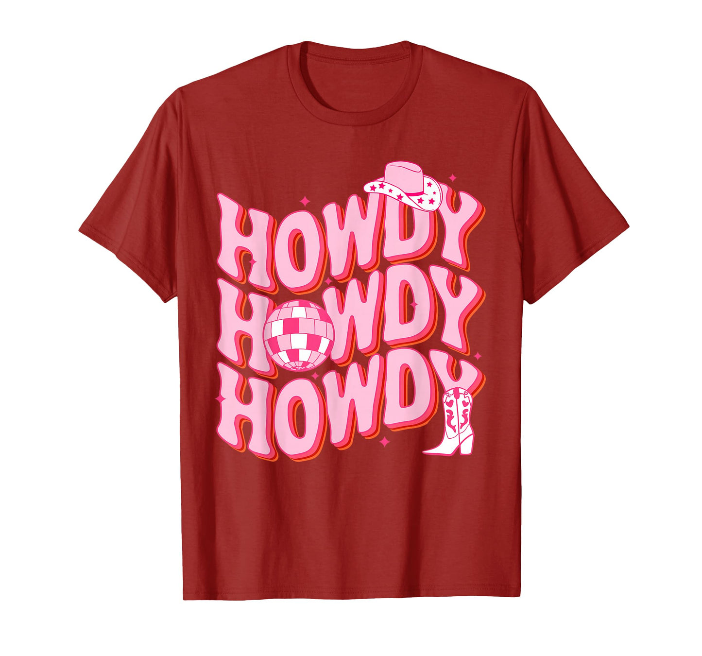Howdy Southern Western Girl Country Rodeo Pink Cowgirl Disco T-Shirt