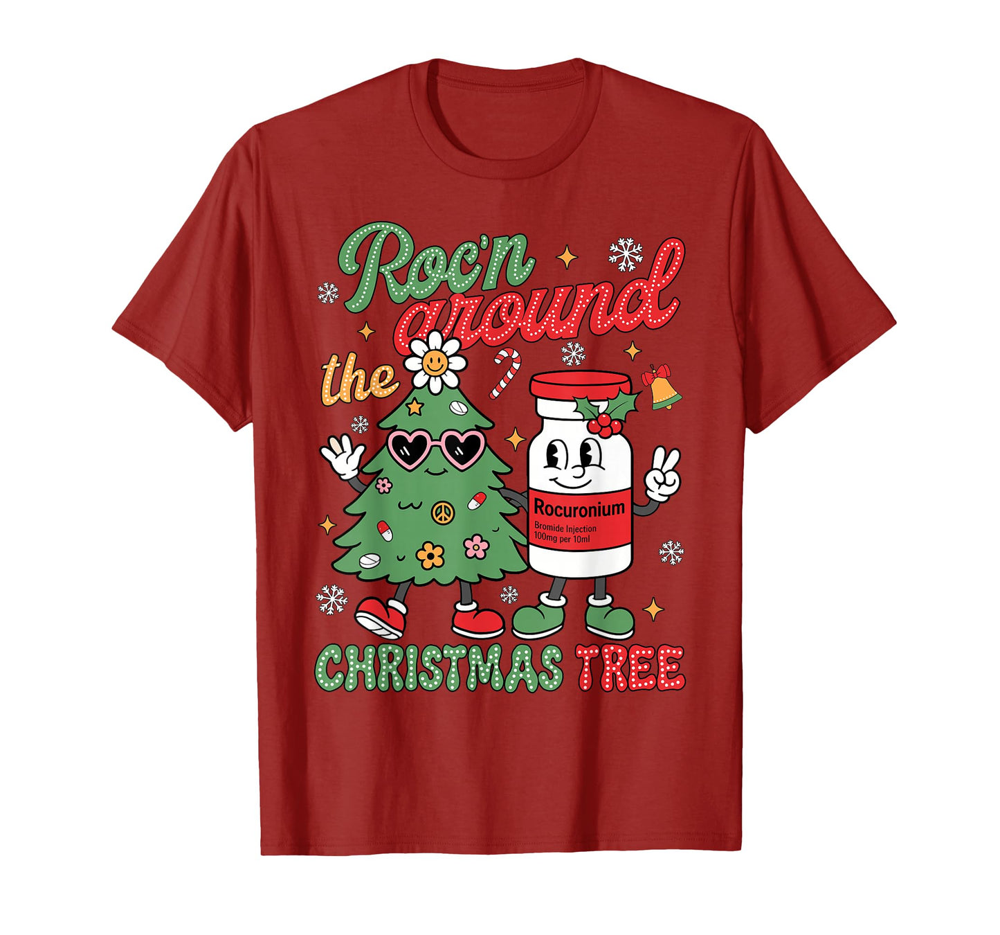 Groovy Roc'n Around The Christmas Tree Nurse Men Women Kids T-Shirt