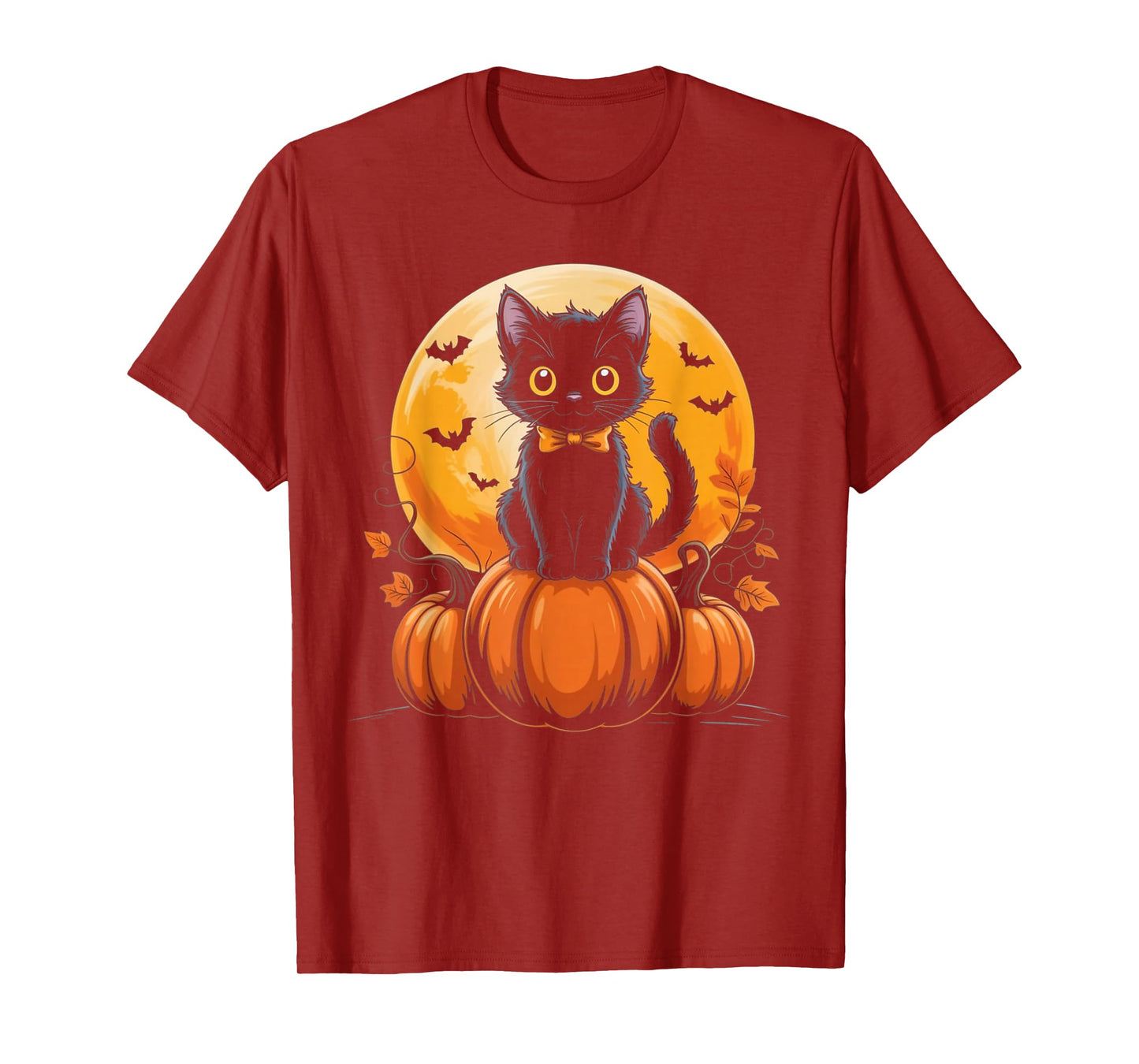 Retro Black Cat Pumpkin Halloween Costume Fall Autumn Gifts T-Shirt