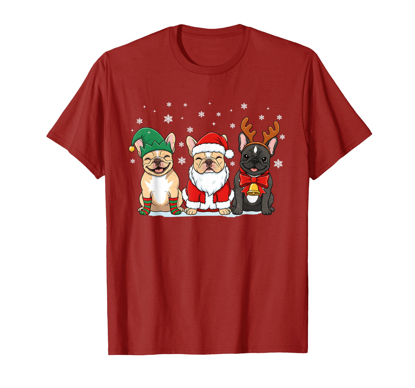 Christmas Dog French Bulldog Xmas Dog Lover Men Women Kids T-Shirt