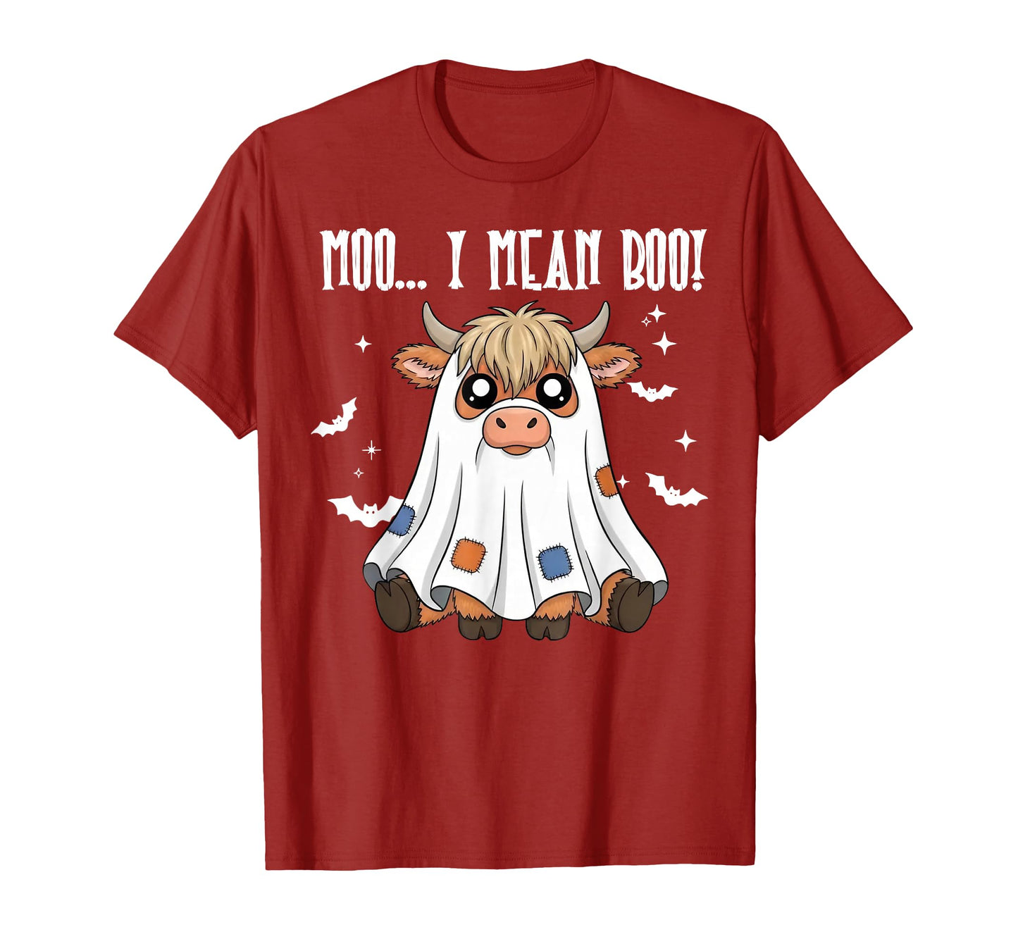 Moo I Mean Boo - Halloween Highland Cow T-Shirt