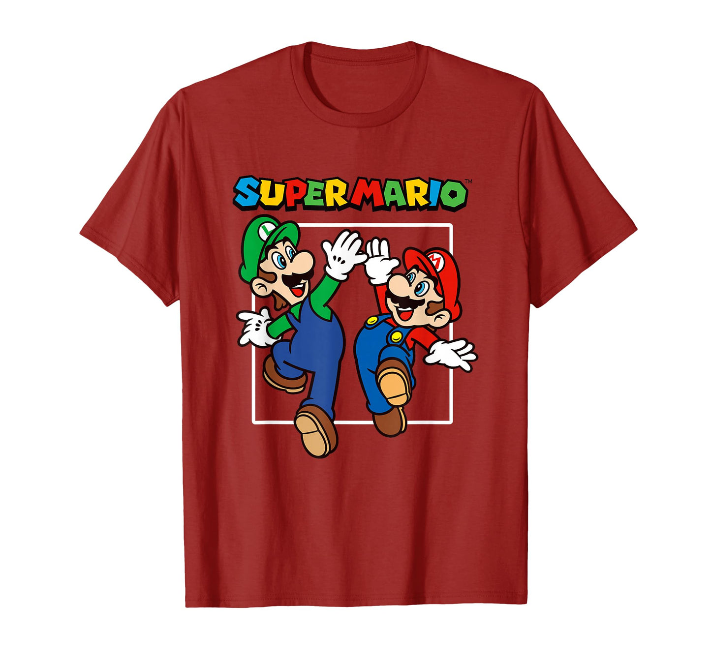 Super Mario Bros Big Jump High Five Retro Portrait T-Shirt