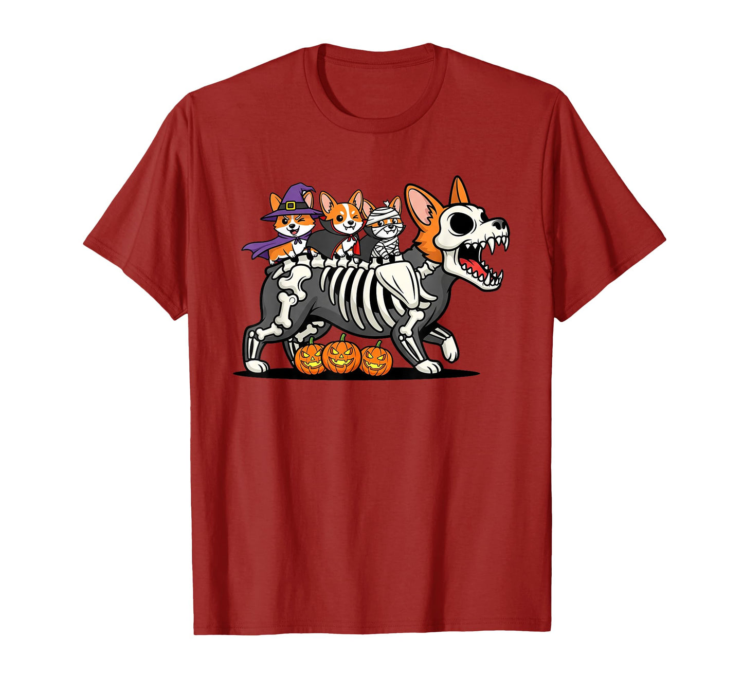 Funny Corgi Skeleton Mummy Witch Halloween Kids Mens Womens T-Shirt