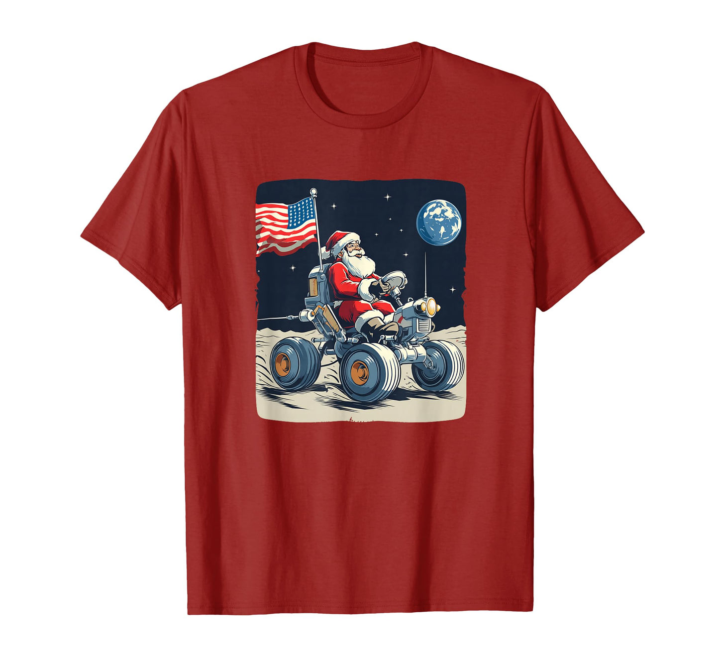 Nice Christmas on Moon Costume for Space Vehicle and Santa T-Shirt