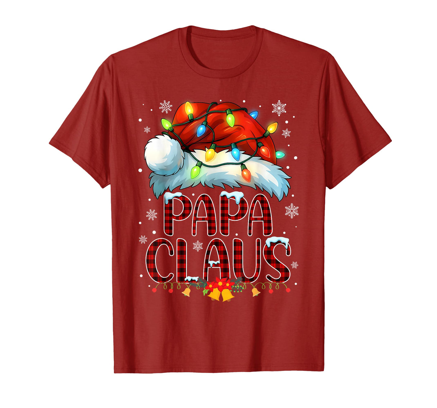 Christmas Hat Lights Pajama Papa Claus Family Matching T-Shirt
