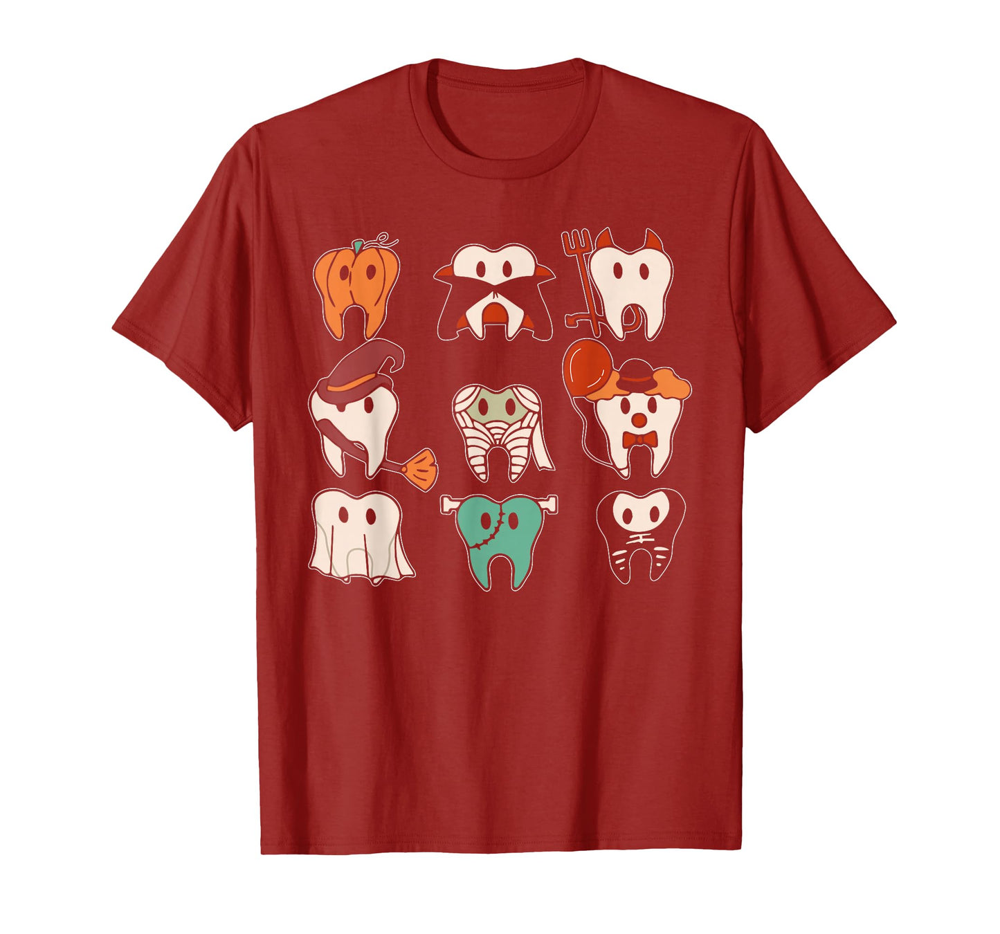 Funny Halloween Teeth Ghost Dentist Dental Squad Men Women T-Shirt
