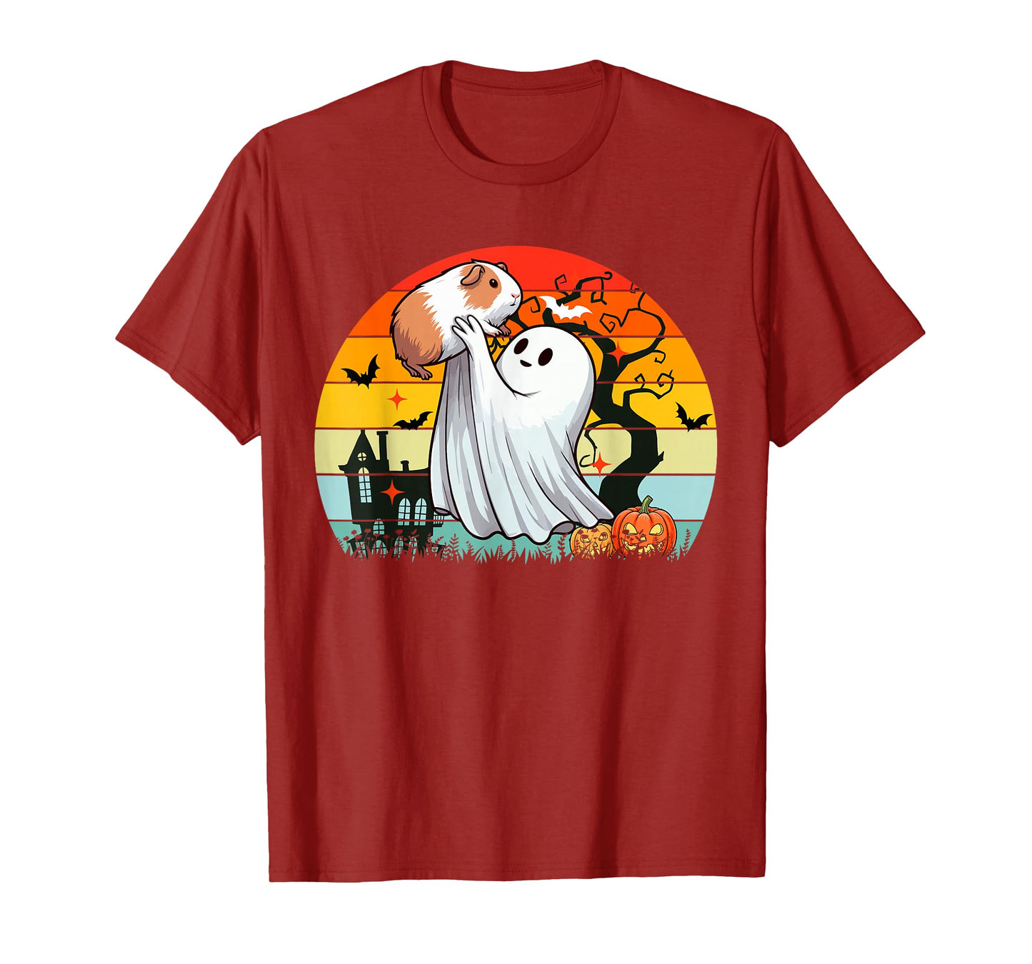 Vintage Retro Boo Ghost Hunging Guinea Pig Halloween Family T-Shirt