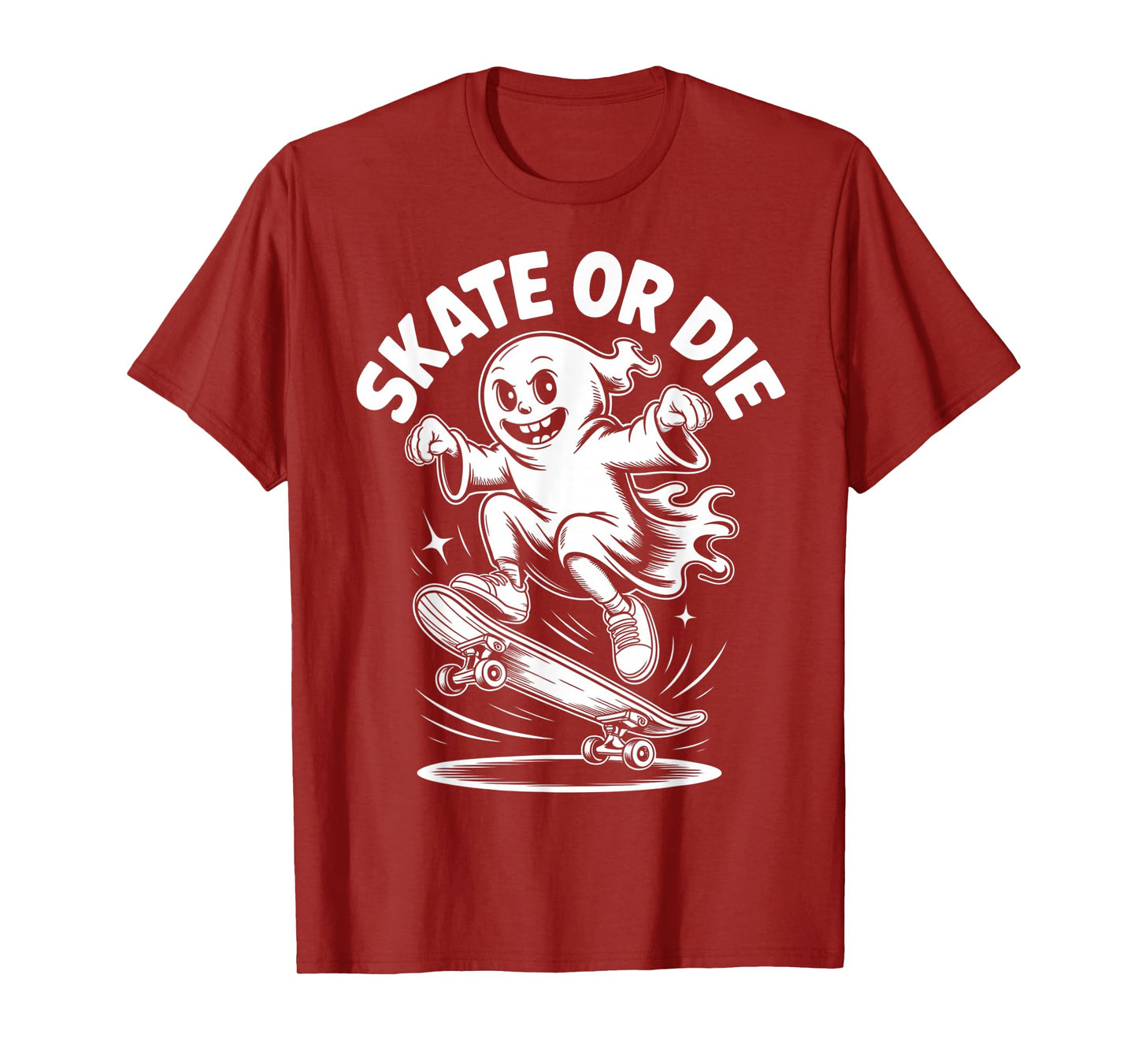 Funny Ghost On Skateboard Retro Halloween Costume Kids Boys T-Shirt