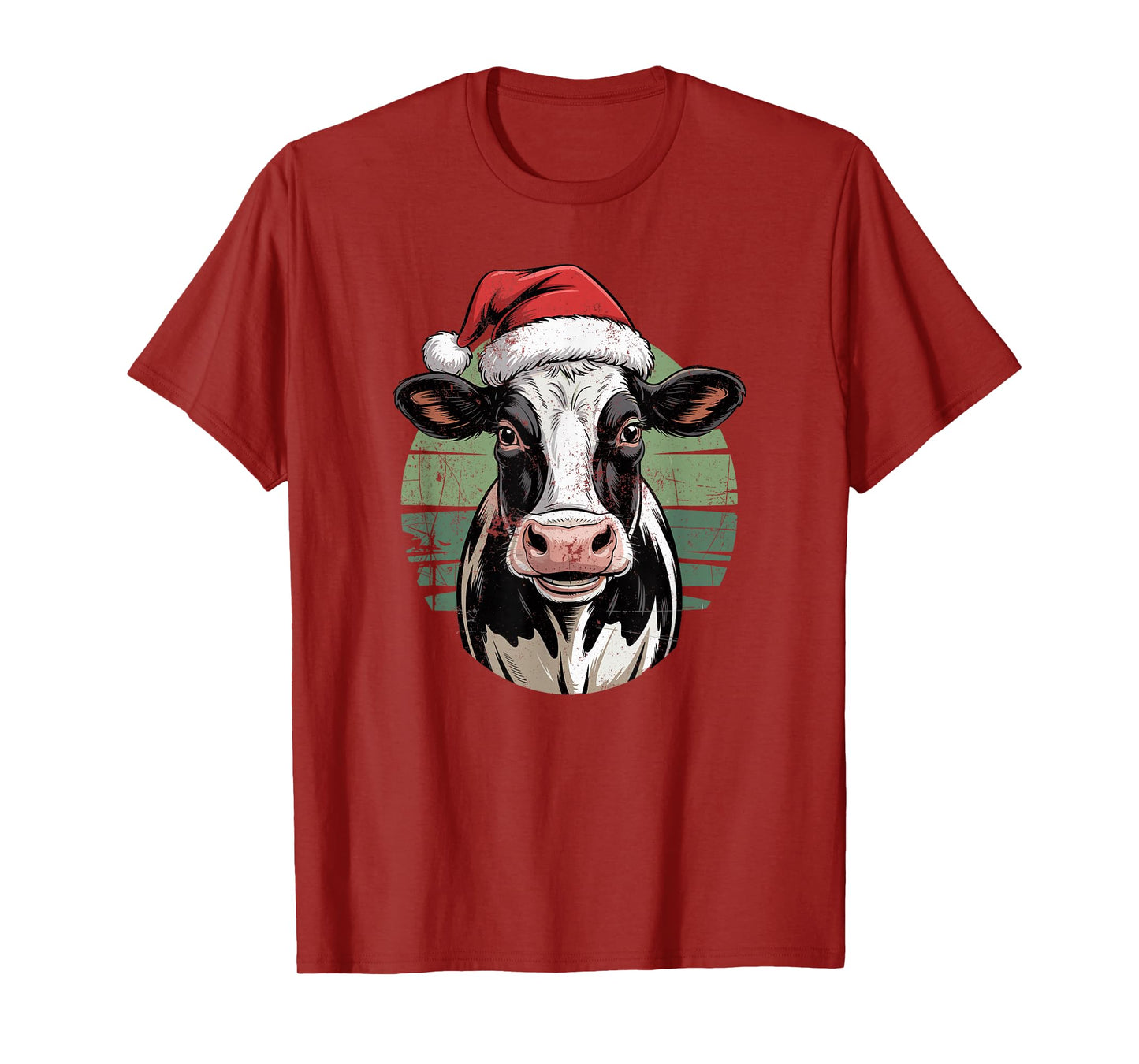 Cow Santa Hat Christmas Farm Animal Lovers Vintage Holiday T-Shirt