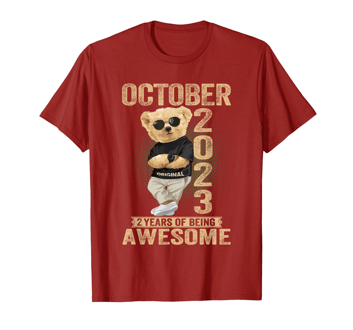 October 2nd Birthday Men Women 2023 Awesome Teddy Bear T-Shirt