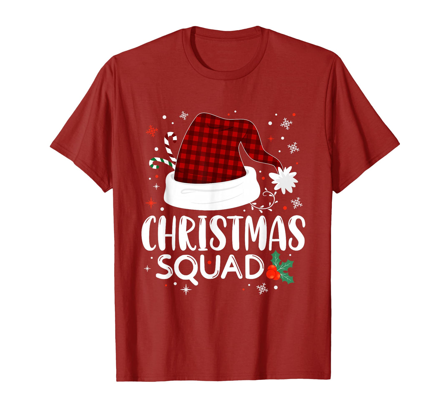 Christmas Squad Red Buffalo Plaid Santa Hat Xmas Pajamas T-Shirt