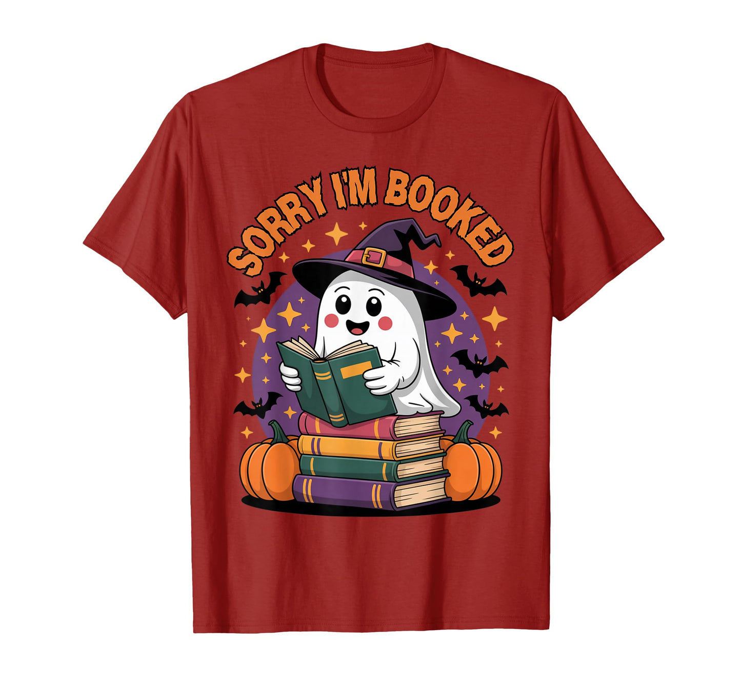 Funny Sorry I’m Booked Cute Halloween Ghost Reading Book T-Shirt