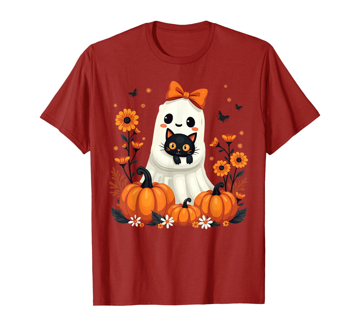 Halloween Ghost Holding Cat Vintage Spooky T-Shirt