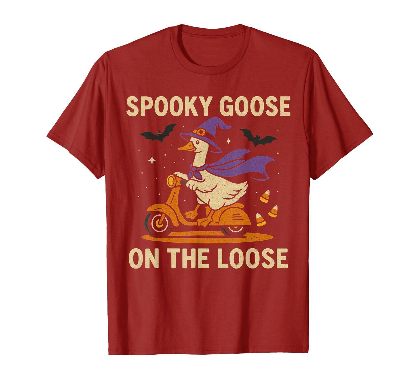 Vintage Spooky Goose on The Loose Funny Halloween Retro T-Shirt