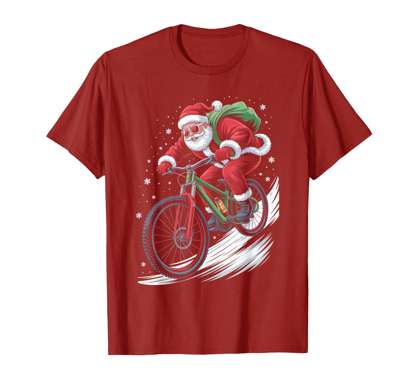 Santa Claus Mountain Bike Ugly Christmas Sweater MTB T-Shirt