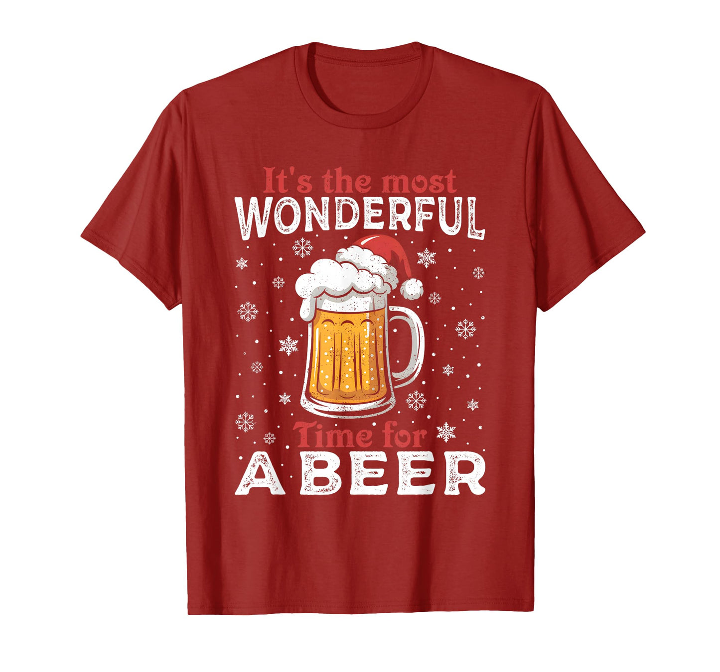 Funny Christmas Pajama Outfit Men Women Beer Mug Santa Hat T-Shirt