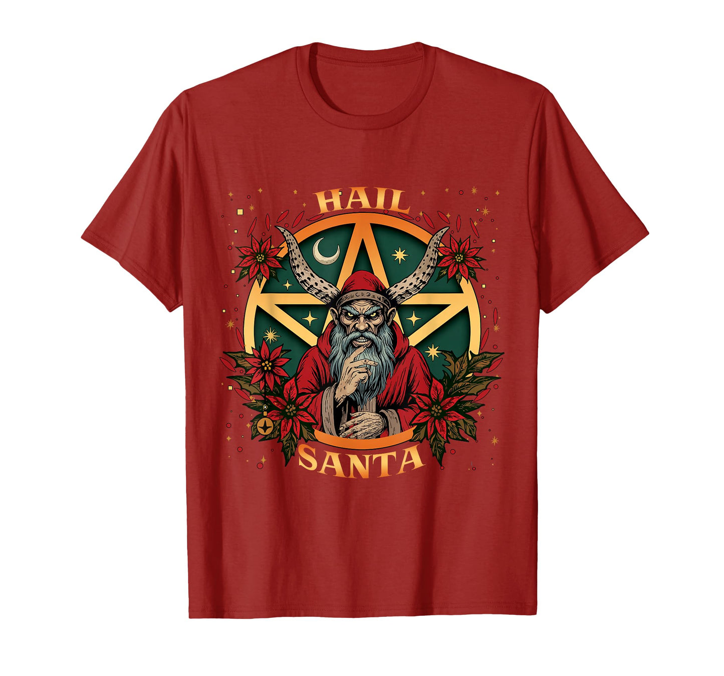 Hail Santa Pagan Solstice Gothic Krampus Creepy Christmas T-Shirt