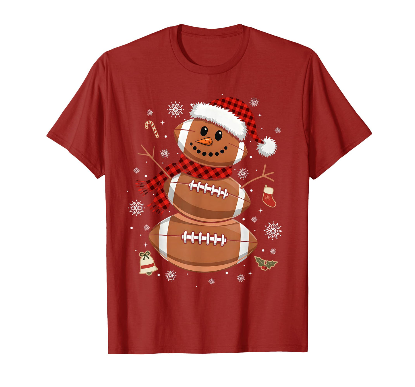 Football Snowman Rugby Christmas Pajamas Women Men Kids T-Shirt