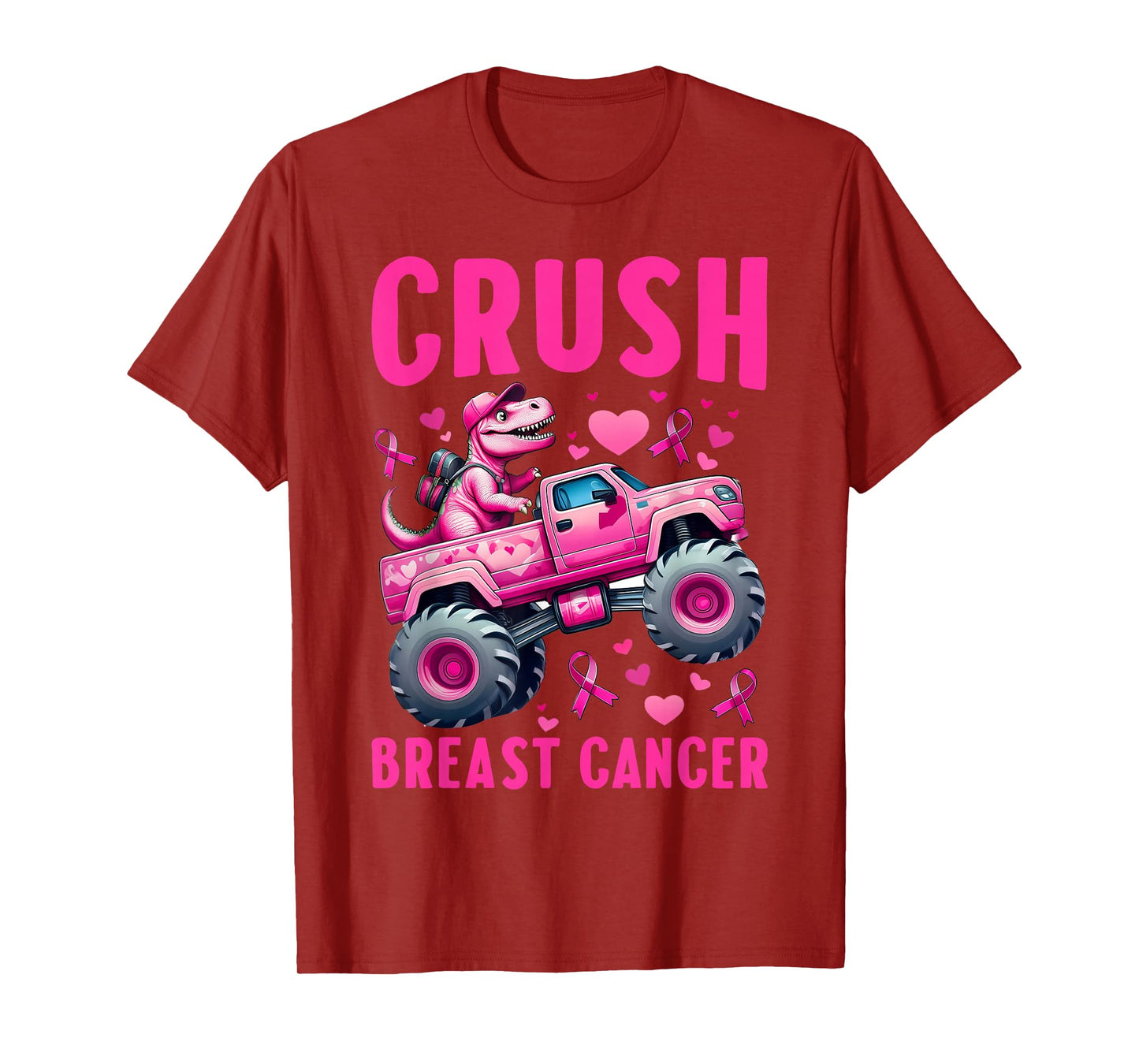 Crush Breast Cancer Awareness Monster Truck Toddler Boy Kids T-Shirt