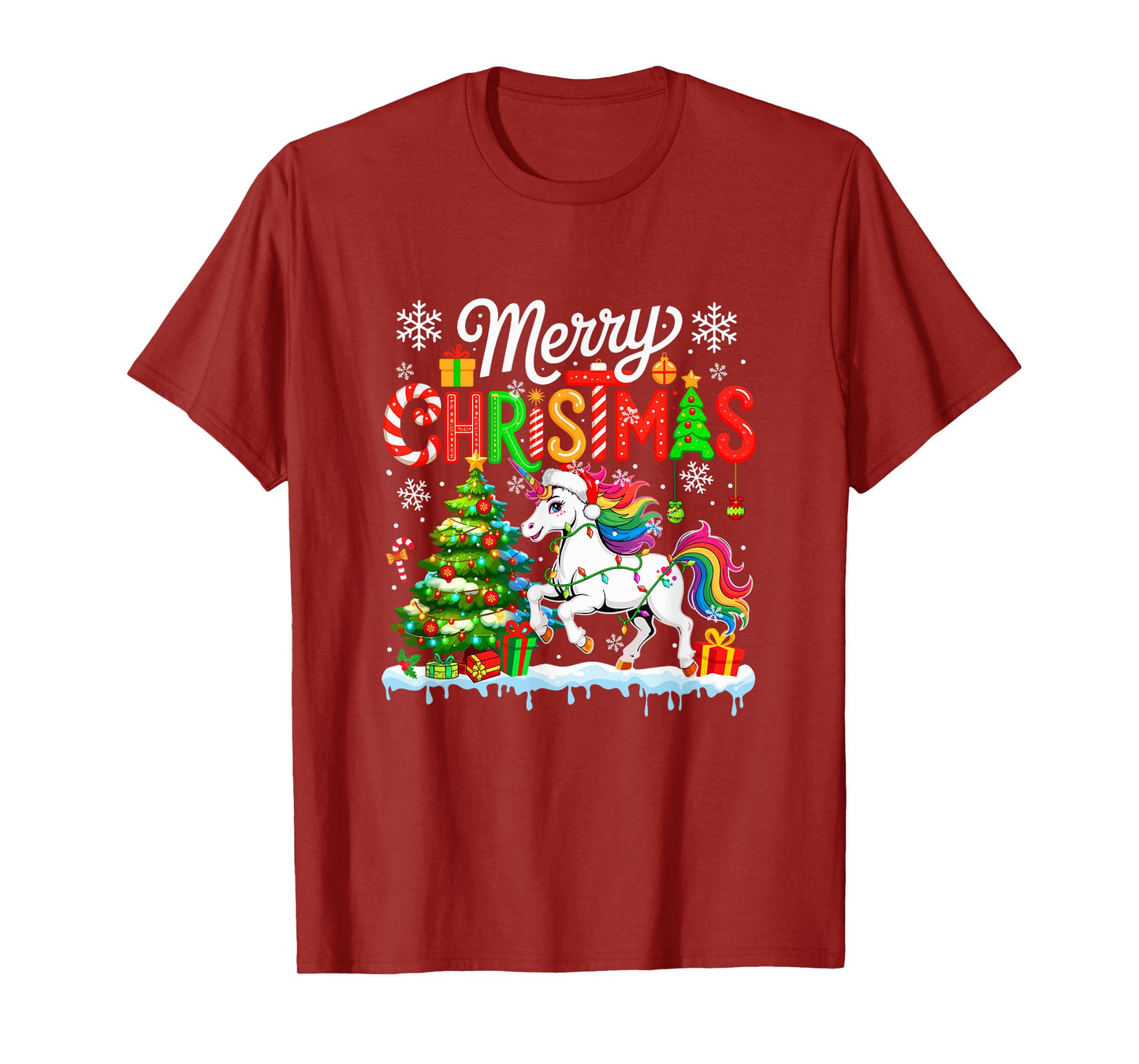 Merry Christmas Santa Unicorn Colorful Costume Kids Toddler T-Shirt