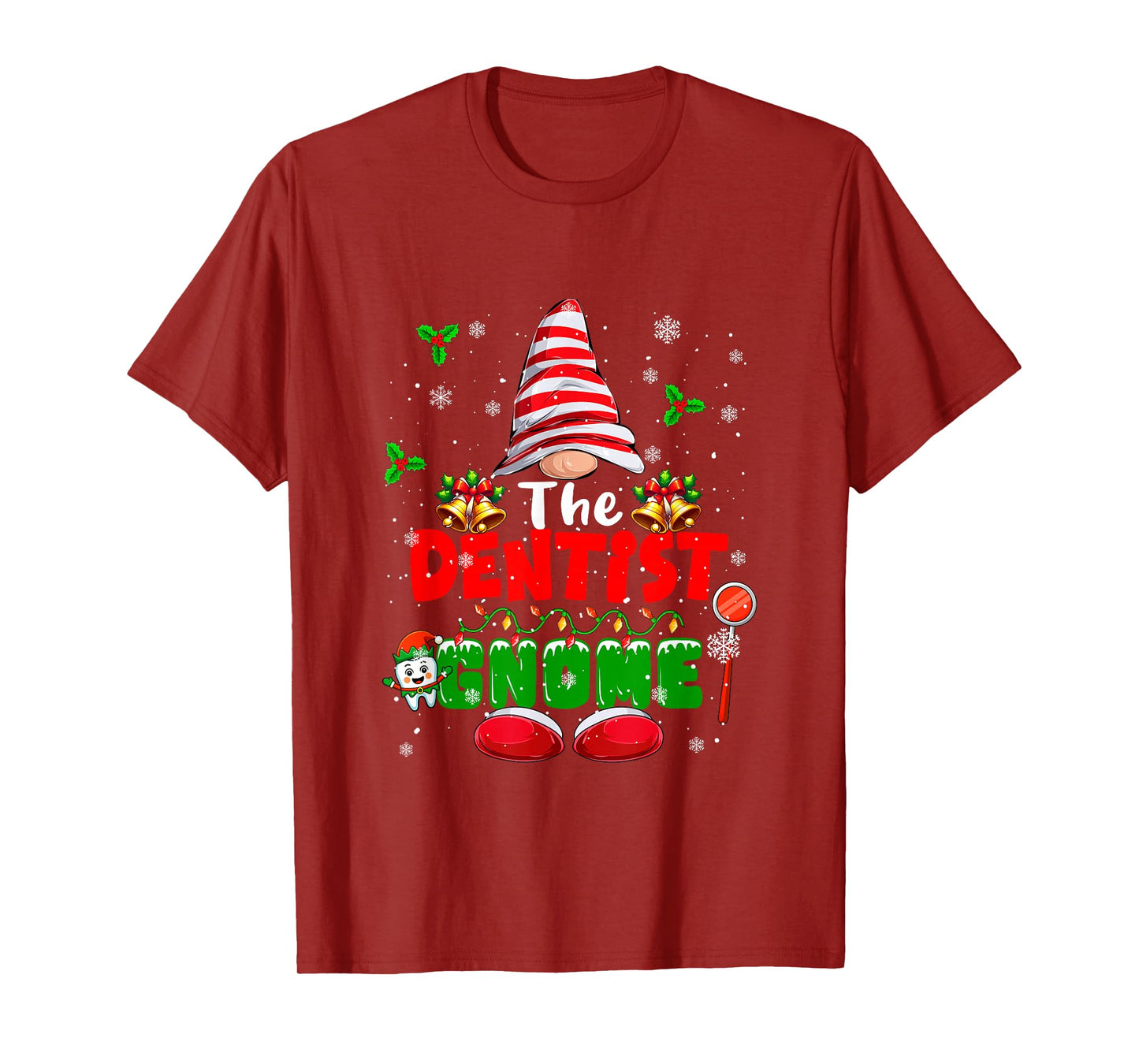 The Dentist Gnome Christmas Colorful Costume Job Team T-Shirt