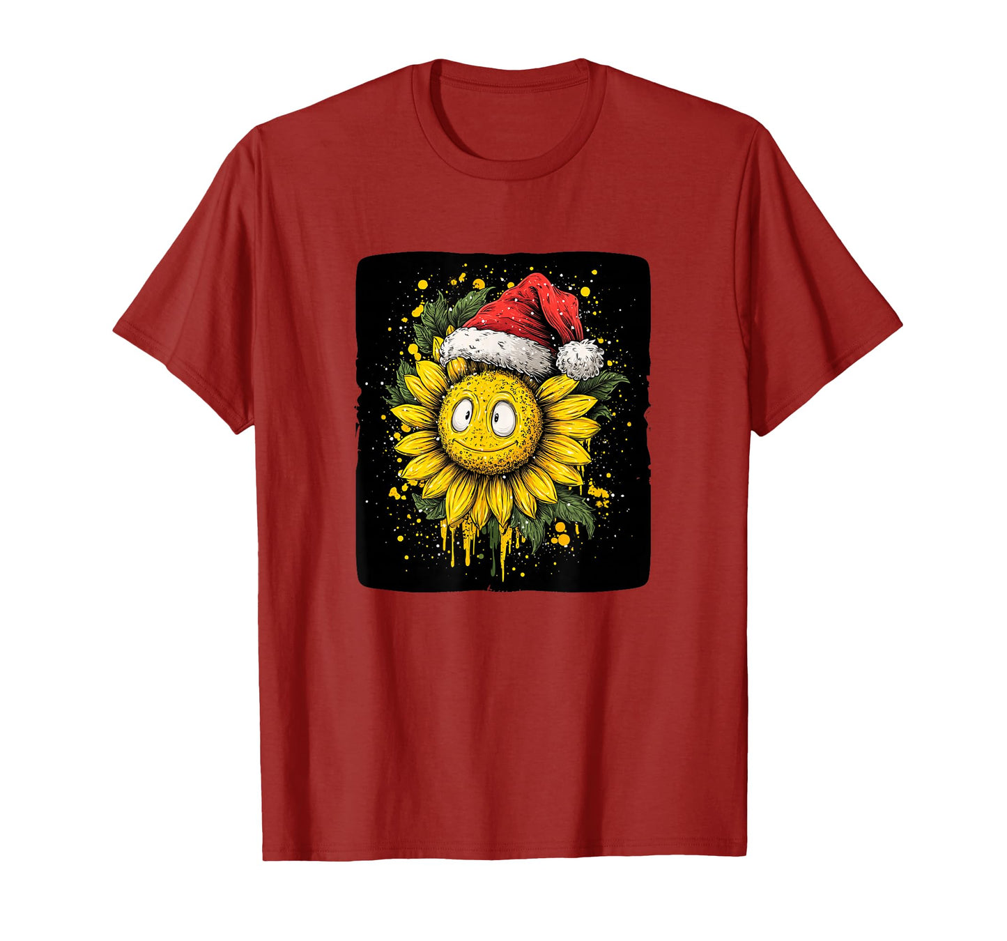 Awesome Sunflower with Santa Hat for Christmas T-Shirt