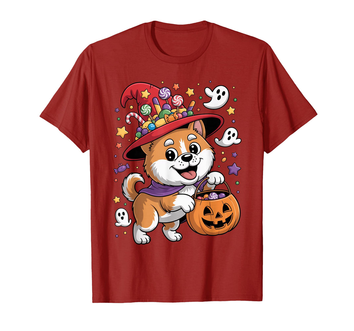 Akitas Dog Pumpkin Ghost Candy Witch Halloween Costume T-Shirt