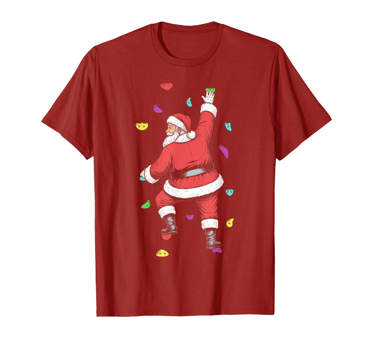 Rock Climber Indoor Wall Climbing Santa Claus Funny Climbers T-Shirt