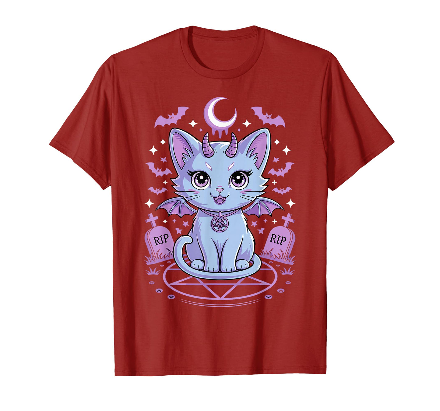 Kawaii Pastel Goth Demon Cat Spooky Occult Graveyard T-Shirt