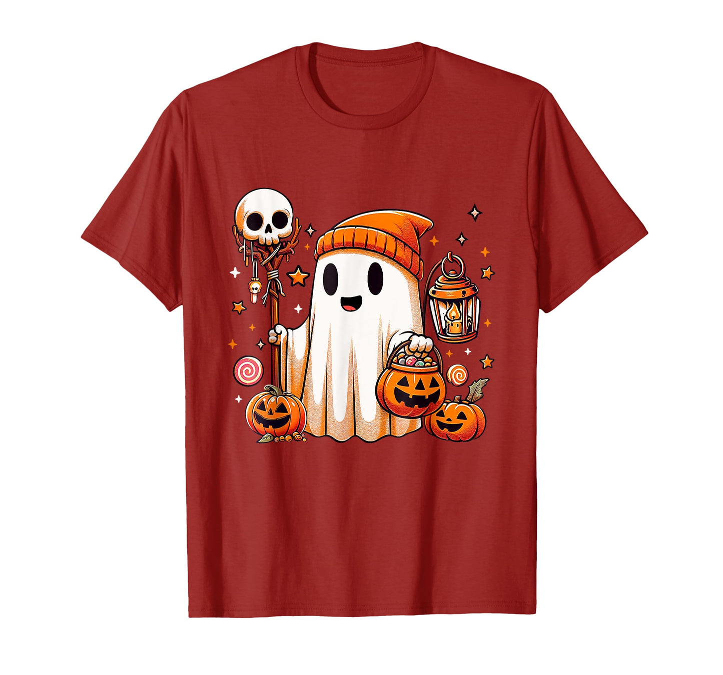 Halloween Ghost Skull Pumpkin Trick Or Treat Candy Boys Kids T-Shirt