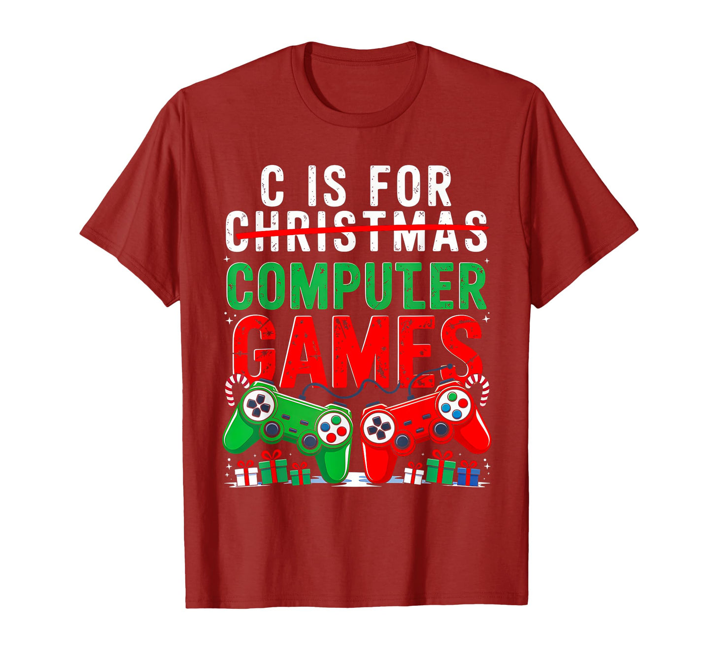 C is for Computer Games Gamer Boys Christmas Men Girls Xmas T-Shirt