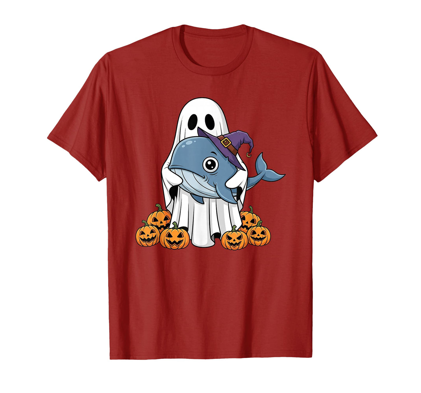 Funny Ghost Pumpkin Halloween Whale Kids Mens Womens T-Shirt
