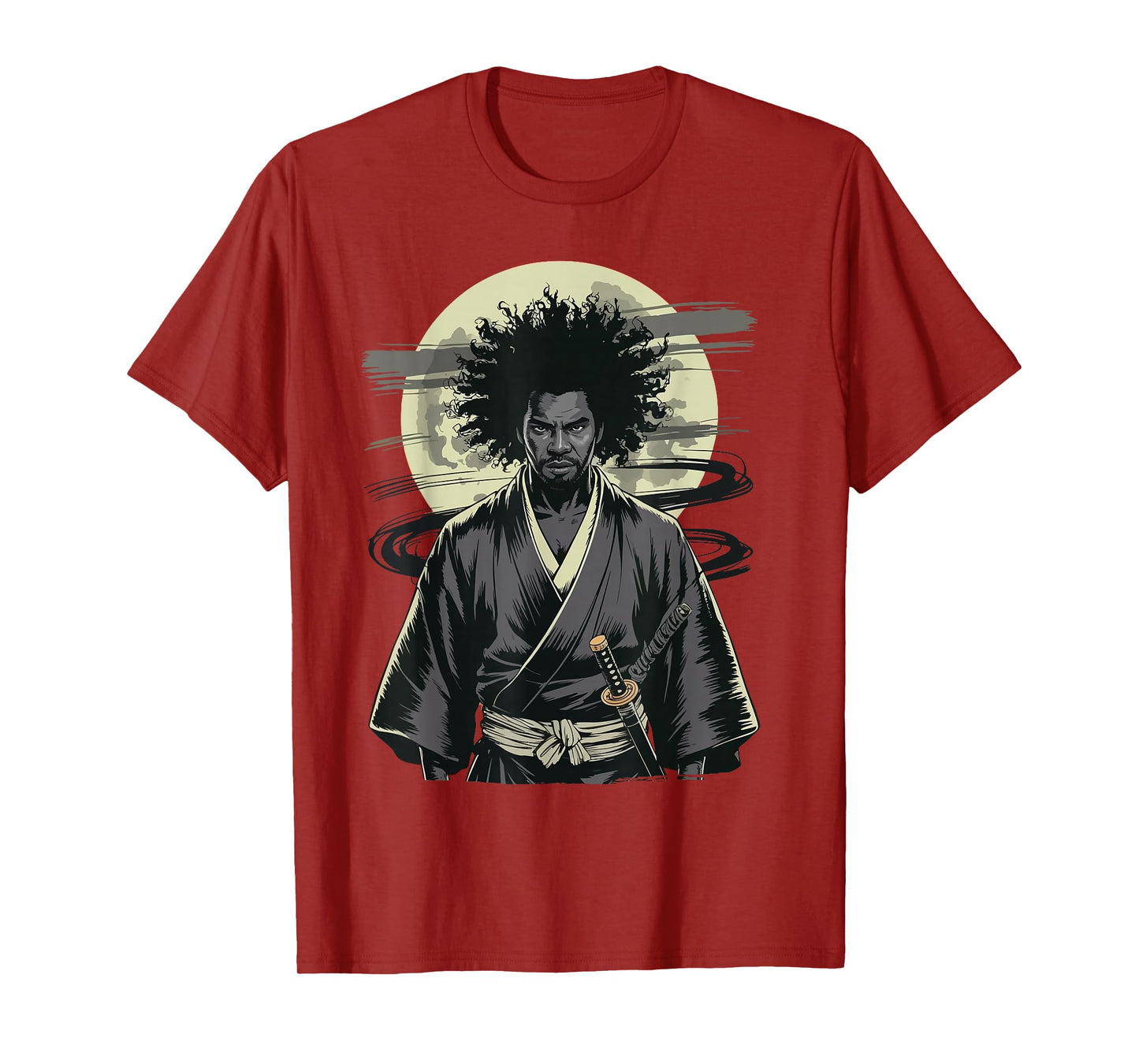Afro American Samurai Vintage Warrior with Katana T-Shirt