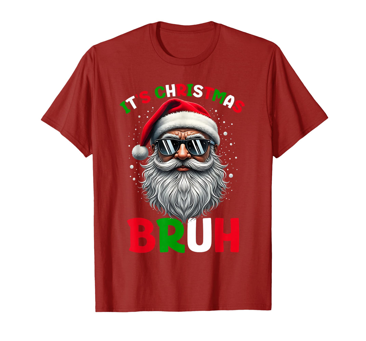 Bruh Christmas Boys Kids Santa Face Retro Sunglasses Xmas T-Shirt