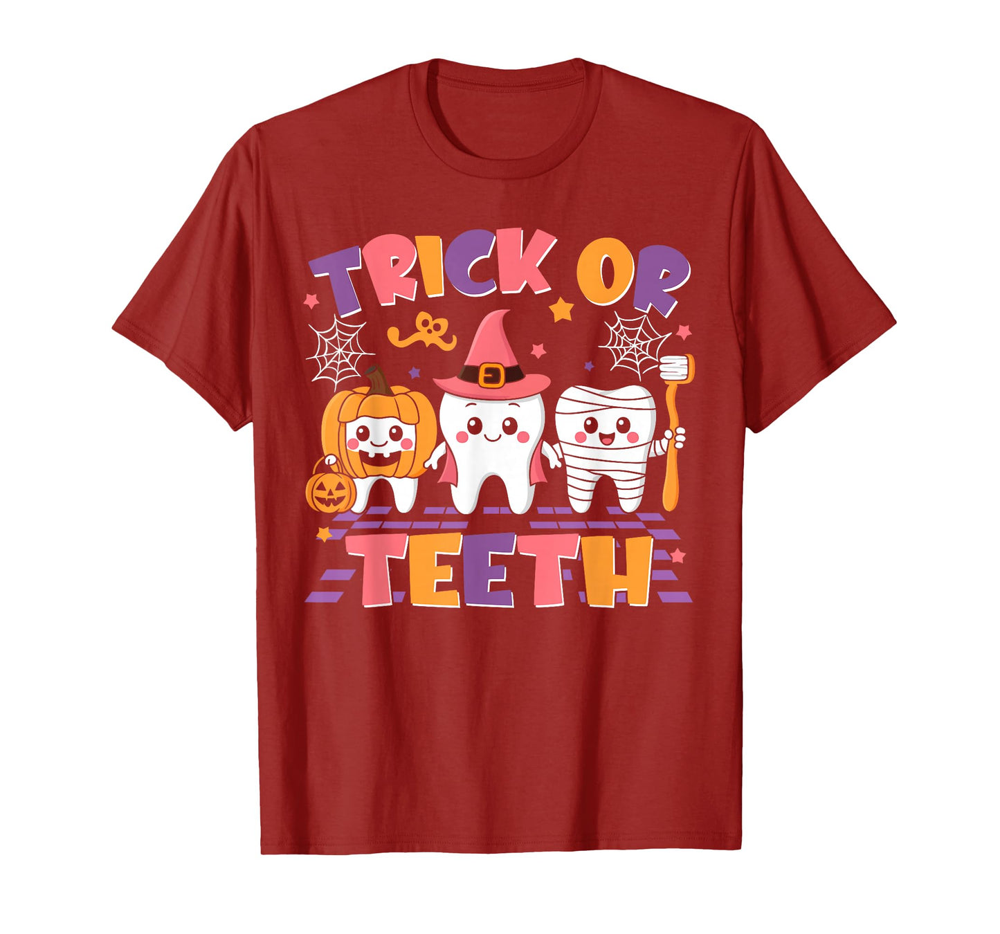 Trick Or Teeth Funny Dental Halloween Costumes Treat Dentist T-Shirt
