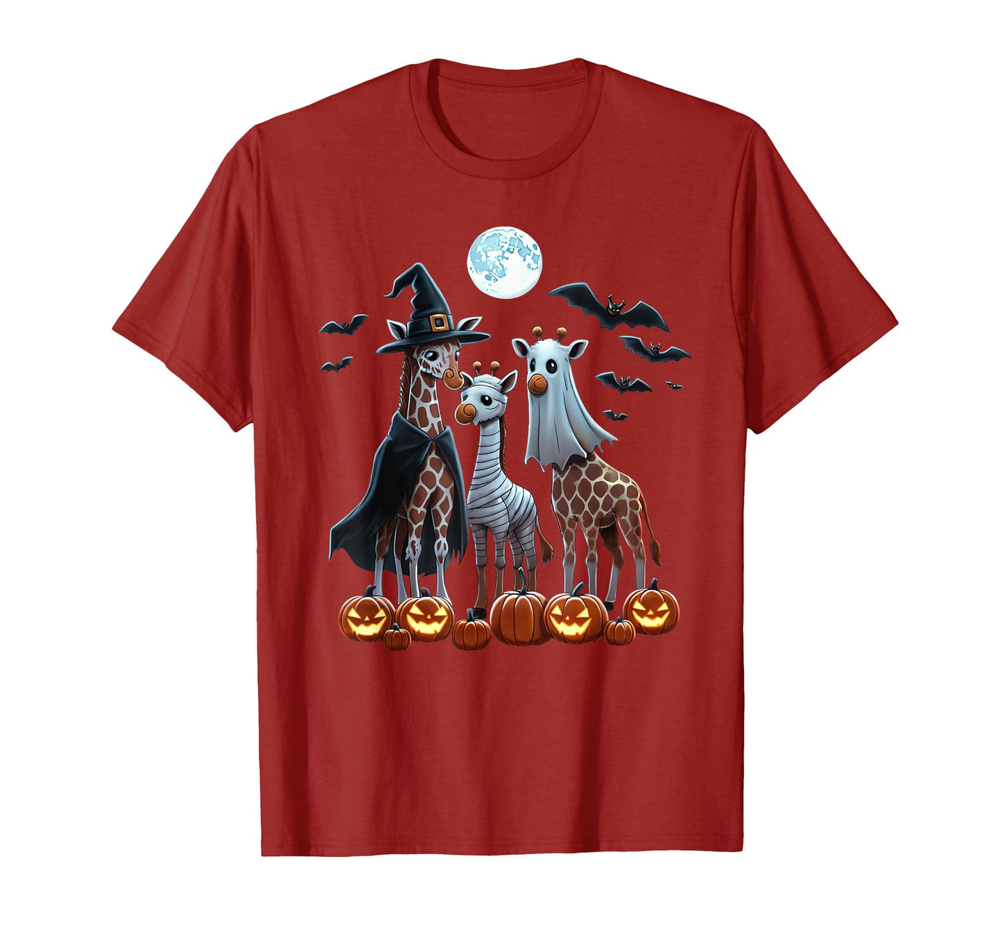 Giraffe Boo Mummy Witch Halloween Costume Giraffe Pumpkin T-Shirt