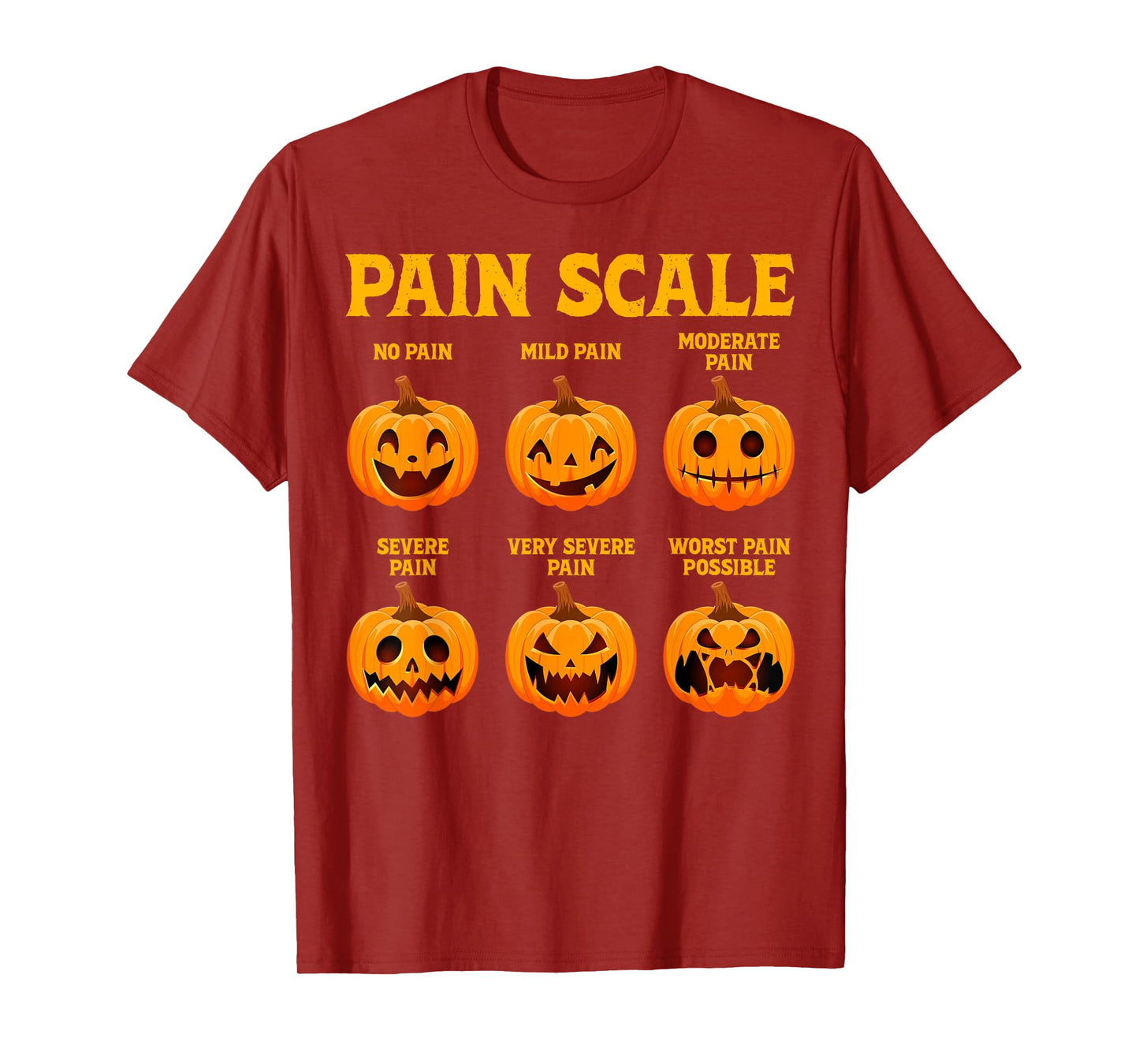 Pain Scale Funny Halloween Pumpkin Fall Trauma Nurse Triage T-Shirt